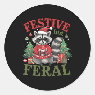 Adesivo Festivo, Mas Feral Raccoon Papais noeis de animais