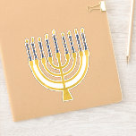 Adesivo Festivo Menorah Hanukkah Celestial Velas Elegante<br><div class="desc">Velas de folha de ouro falsa para a comemoração de Chanucá. A ilustração menorah Whimsical com estrelas brancas cobria velas celestiais em um falso suporte de velas menorah dourada. Menorah elegante Starry Hanukkah ilustrava presentes de design e produtos de papel.</div>