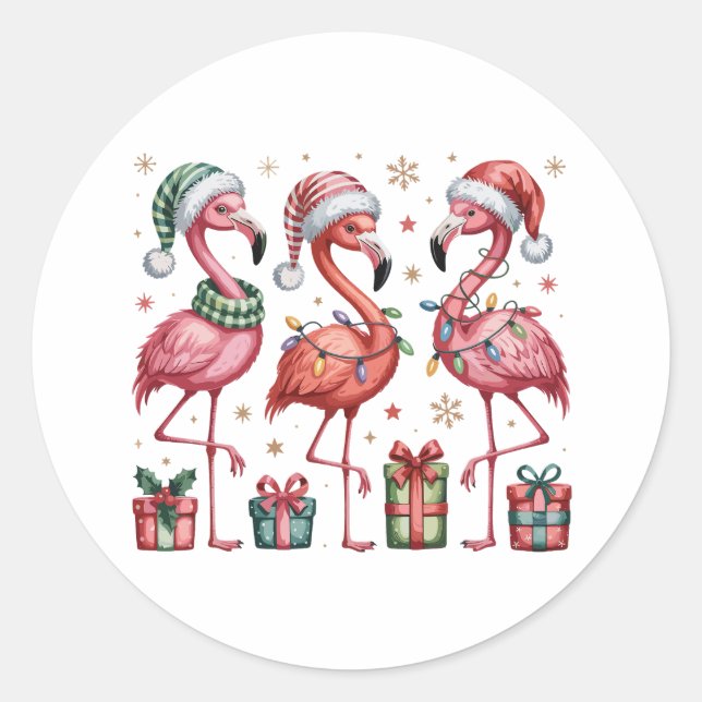 Adesivo Festivo Natal Flamingo Feriado Fúria Fúria Fúria F (Frente)