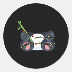 Adesivo Festivo Panda Com Luzes De Natal