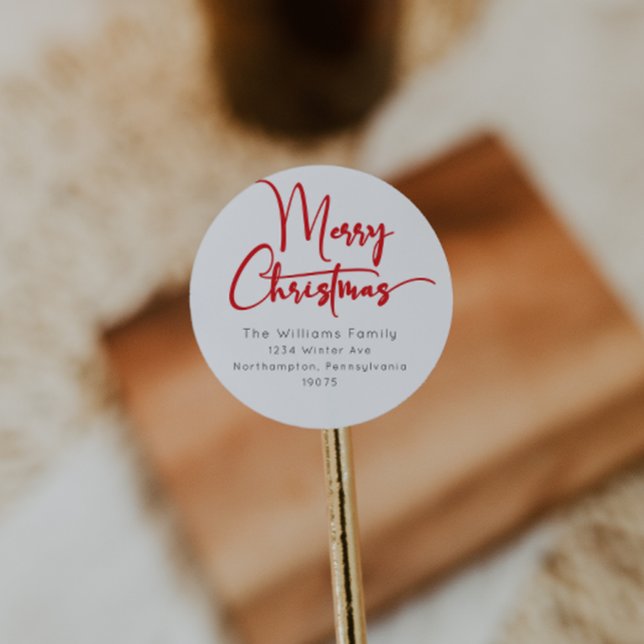 Adesivo Festivo Red Script Feliz Envelope de Natal (Criador carregado)
