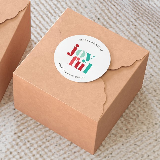 Adesivo Festivo Vermelho e Verde, "Joyful", personagem de  (Criador carregado)