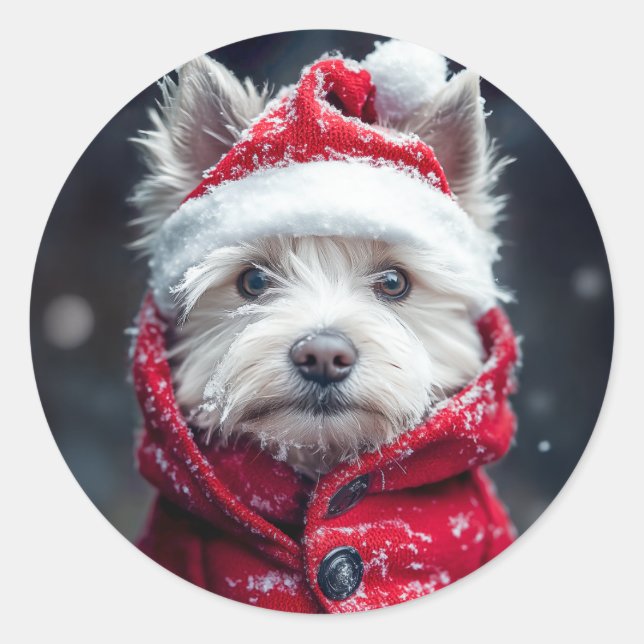 Adesivo Festivo Westie na neve (Frente)