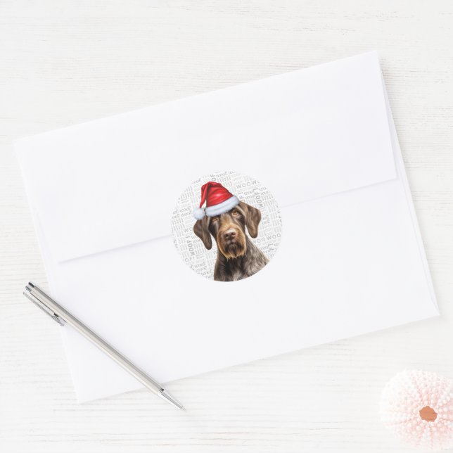 Adesivo Festivo Wirehaired Pointer Wown Art Natal (Envelope)
