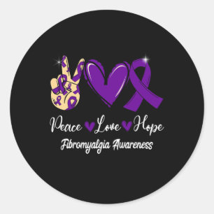 Adesivo Fibromialgia Consciência Paz Amor Esperança Roxo