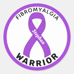 Adesivo Fibromialgia Warrior Ribbon White Round Sticker