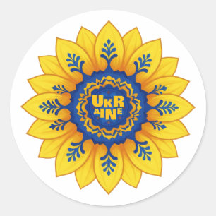 Adesivo Fica com a Ucrânia Bandeira de girassol azul amare