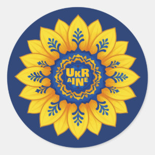 Adesivo Fica com a Ucrânia Bandeira de girassol azul amare