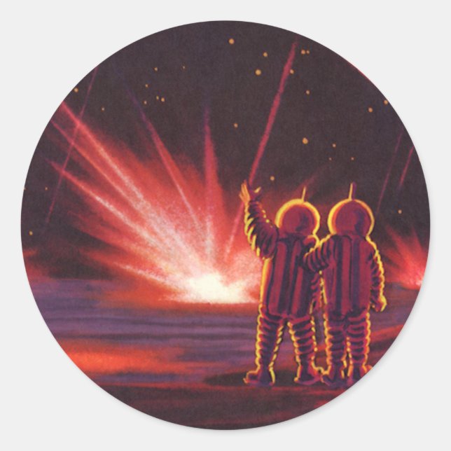 Adesivo Ficção Científica Vintage Alien Explosão do Planet (Frente)