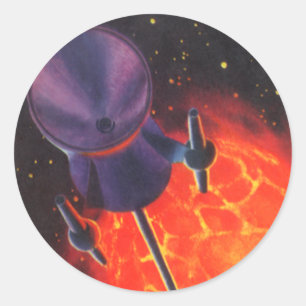 Adesivo Ficção Científica Vintage, Foguete de Ficção Cient