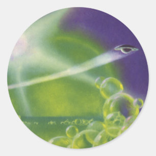 Adesivo Ficção científica vintage Planeta Bolha Verde