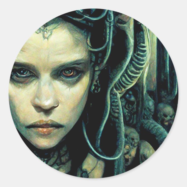 Adesivo Ficha científica da alienígena Tech Girl (Frente)