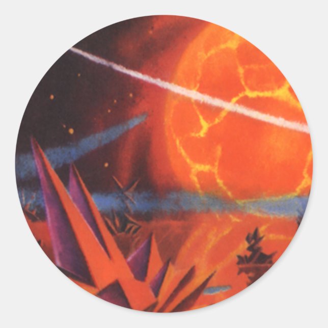 Adesivo Ficha científica Vintage, Planeta Fi Fiery Fire (Frente)