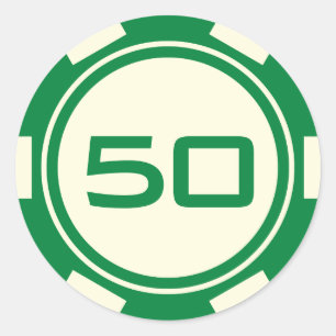 Adesivo Ficha de Poker Verde Creme Branco Número de Aniver