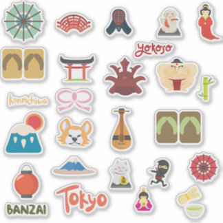 Adesivo Ficha técnica dos ícones da cultura do Japão
