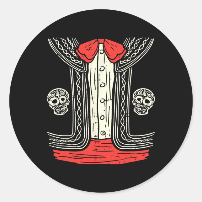 Adesivo Ficheiro de roupa mexicano do Halloween Mariachi M (Frente)