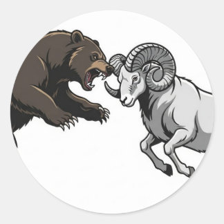 Adesivo Fierce bear and ram locking horns
