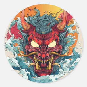 Adesivo Fiery Hannya Japonês Mask