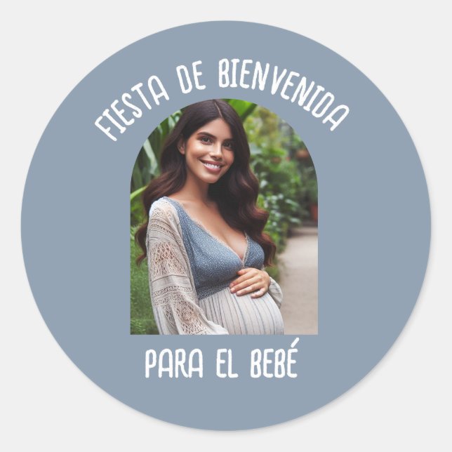Adesivo Fiesta De Bienvenida Para El Bebé Con Foto (Frente)