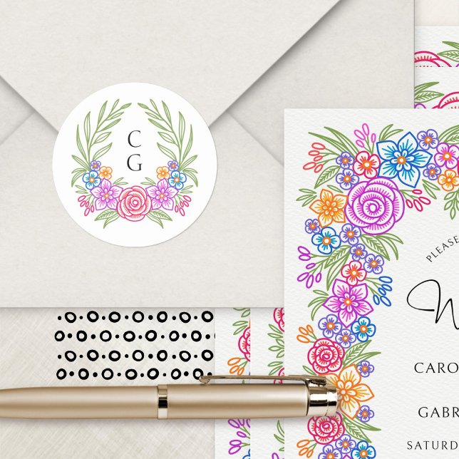 Adesivo Fiesta Flowers Casamento Mexicano (Criador carregado)