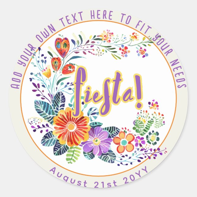 Adesivo FIESTA Folkart Flores Personalizado (Frente)