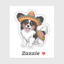 Fiesta Papillon Dog Vestindo Sombrero e Sarape