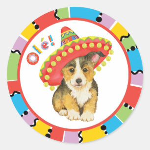 Adesivo Fiesta Pembroke Welsh Corgi — Vinheta redonda cl