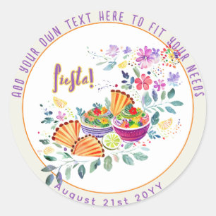 Adesivo FIESTA Tacos Guacamole Folkart Flores Personalizad