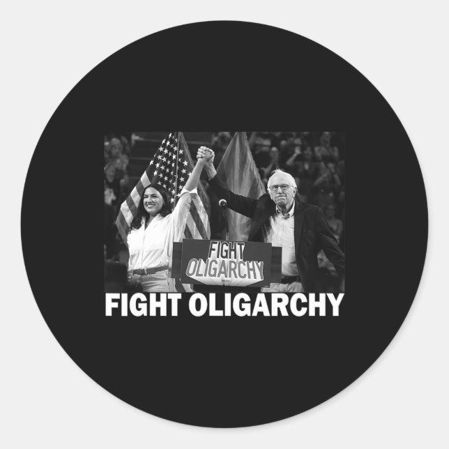 Adesivo Fight Oligarchy Bernie Sanders And Aoc Freedom Us  (Frente)