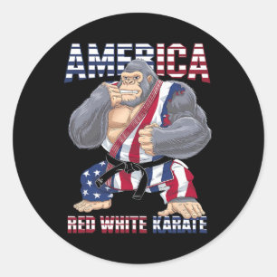 Adesivo Fighter Americano do Gorilla Karate - White Karate