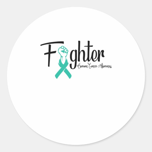 Adesivo Fighter Ovarian Cancer Awareness Teal Ribbon (Frente)