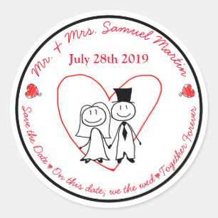 Adesivo Figura bonito selo da vara dos noivos do envelope