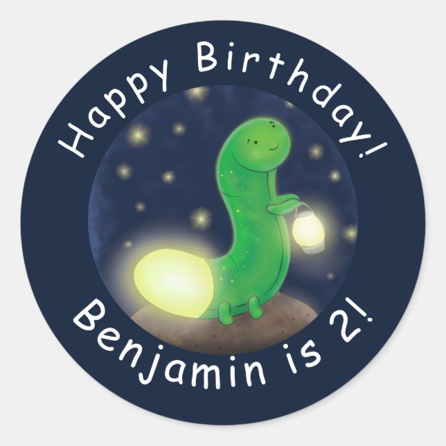 Adesivo Figura de desenho animado do verme verde-claro (Frente)