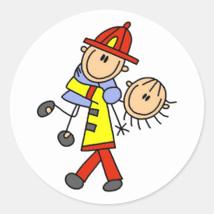 Adesivo Figura de Palito Bombeiro Salvando Vidas