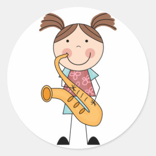 Adesivo Figura menina da vara com saxofone