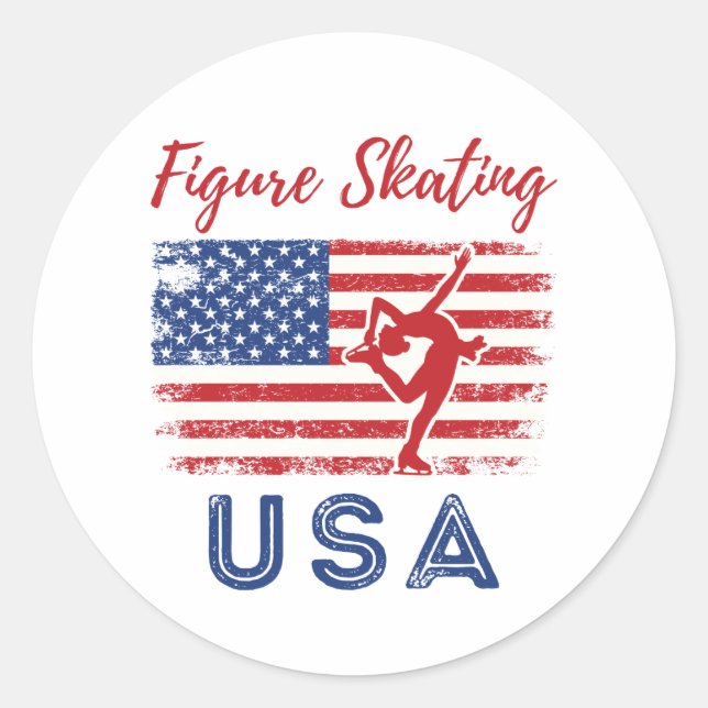 Adesivo Figura Skater USA Flag Ice Skater (Frente)