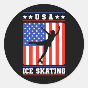 Adesivo Figura Skater Usa Ice Skating