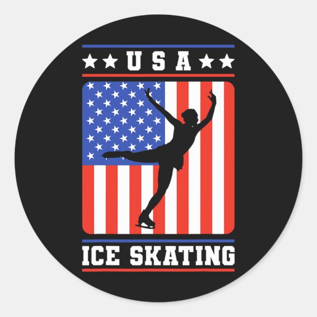 Adesivo Figura Skater Usa Ice Skating (Frente)