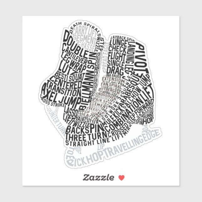 Adesivo Figura Skates Palavra Arte Ice Sking (Folha)