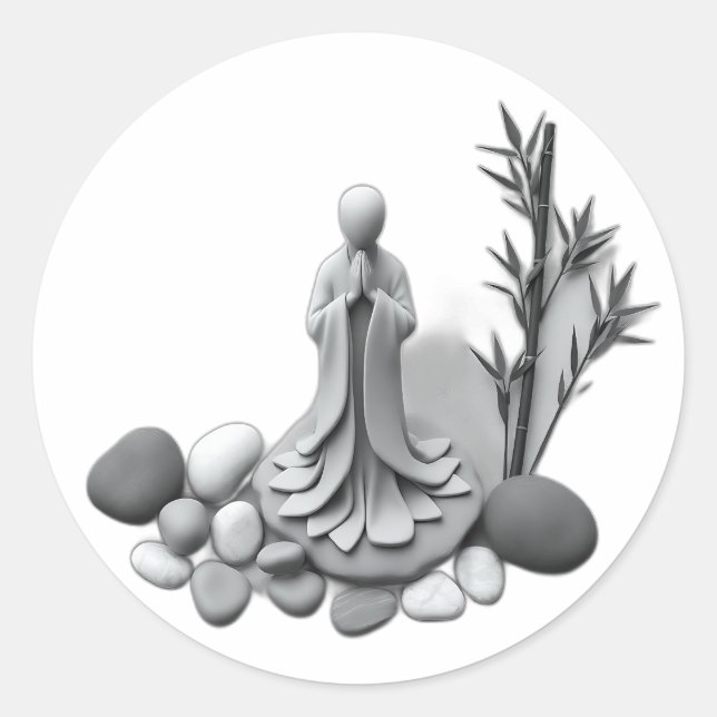 Adesivo Figura Zen com Bamboo e Pedras (Frente)