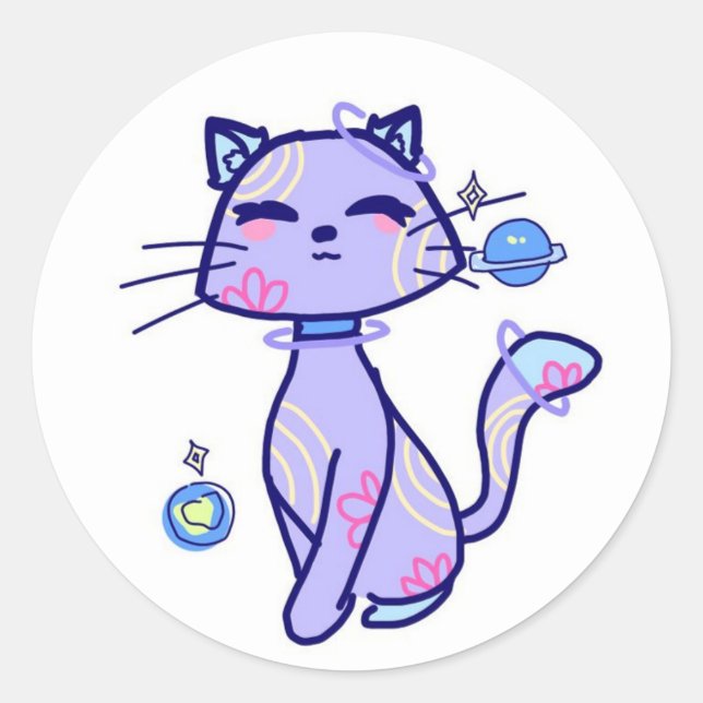 Adesivo Figurinha gato espacial (Frente)