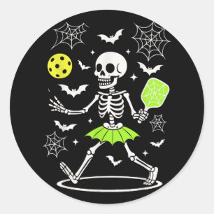 Adesivo Figurino de Halloween de Pickleball, Skelet de Est