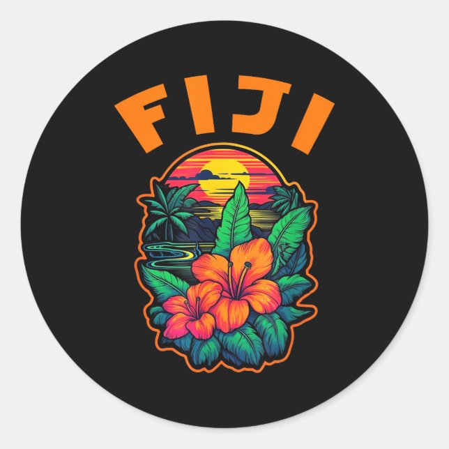 Adesivo Fiji Islands Pacific Ocean Trocal Flowers Beach Va (Frente)