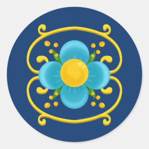 Adesivo Filete Porteño Buenos Aires Azul e Dourado Floral