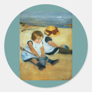 Adesivo Filhos de Mary Cassatt na praia (1884)