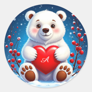 Adesivo Filhote Adorável de Urso Polar Branco Segurando um