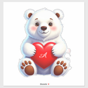 Adesivo Filhote Adorável de Urso Polar Branco Segurando um