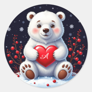 Adesivo Filhote Adorável de Urso Polar Branco Segurando um