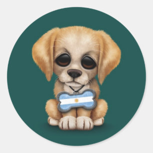 Adesivo Filhote de cachorro bonito com o Tag de cão