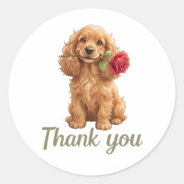 Adesivo Filhote de Cocker Spaniel Fofo com Aquarela de Ros